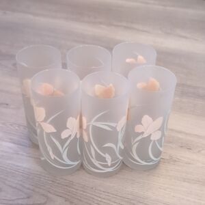 Elegant Frosted Glass Vases with Floral Design
